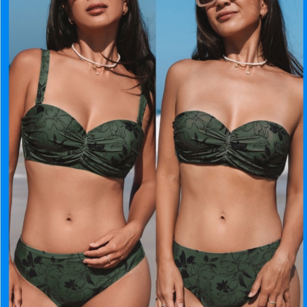 Cupshe Green Floral Bikini Set